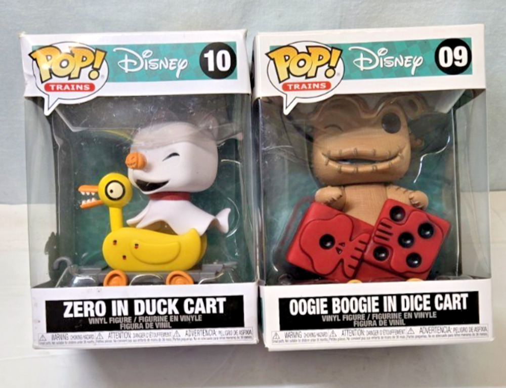 Funko Pop! Trains Disney Zero In Duck Cart #10 + Oogie Boogie In Dice Cart #09